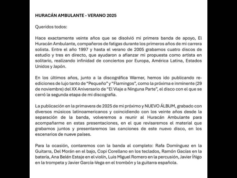 Bunbury llega en concierto a Honduras: aquí las fechas de su gira 2025