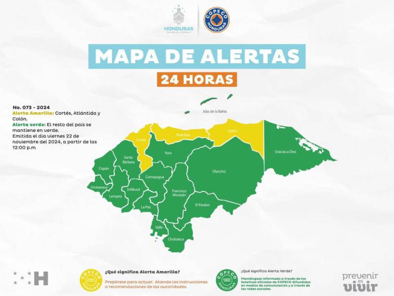 Las alertas fueron decretadas a las 12:00 del mediodía de hoy viernes por 24 horas.