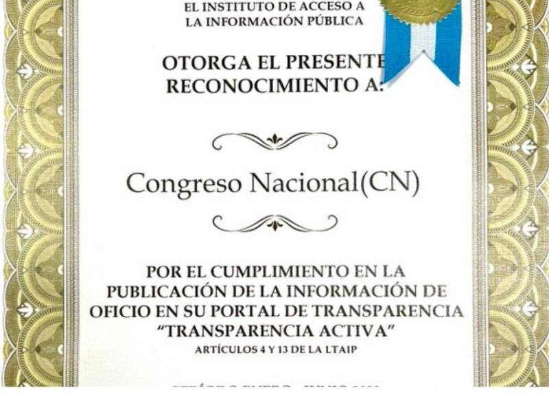 Los comisionados del IAIP siempre le han otorgado un certificado de cumplimiento de transparencia al Congreso Nacional, pero su opacidad es reprochada.