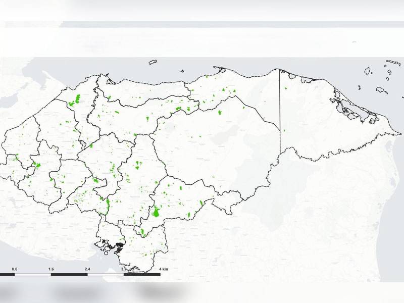 Mapa de todas las nuevas microcuencas declaradas en noviembre en 17 departamentos del país.