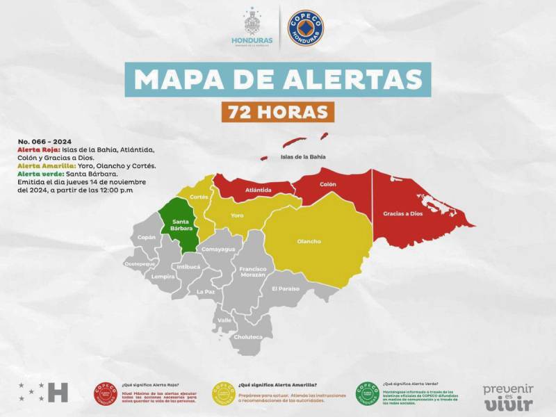 Elevan a alerta roja cuatro departamentos; otros tres se mantienen en amarilla