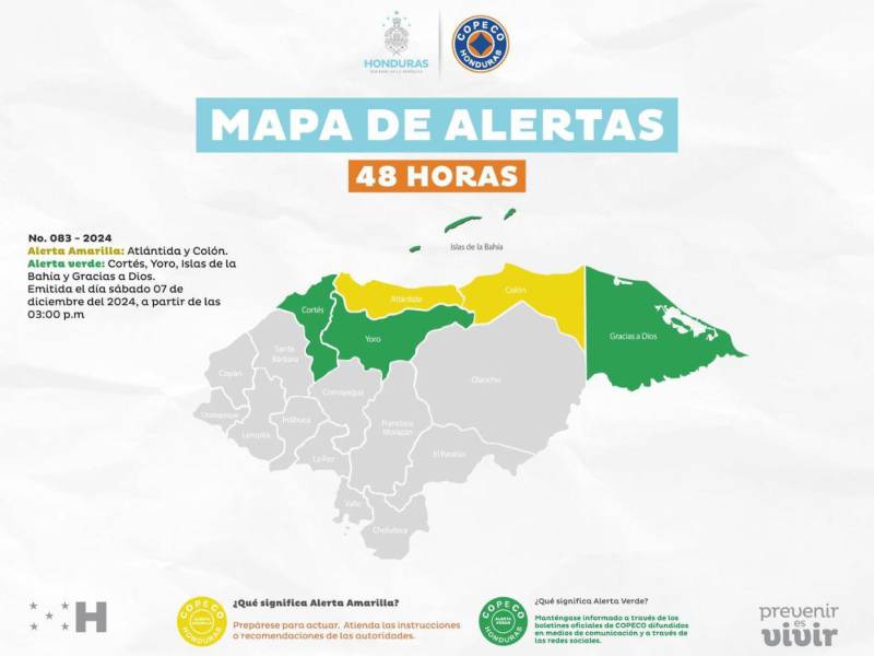 Los departamentos de El Caribe de Honduras se mantienen en alerta.