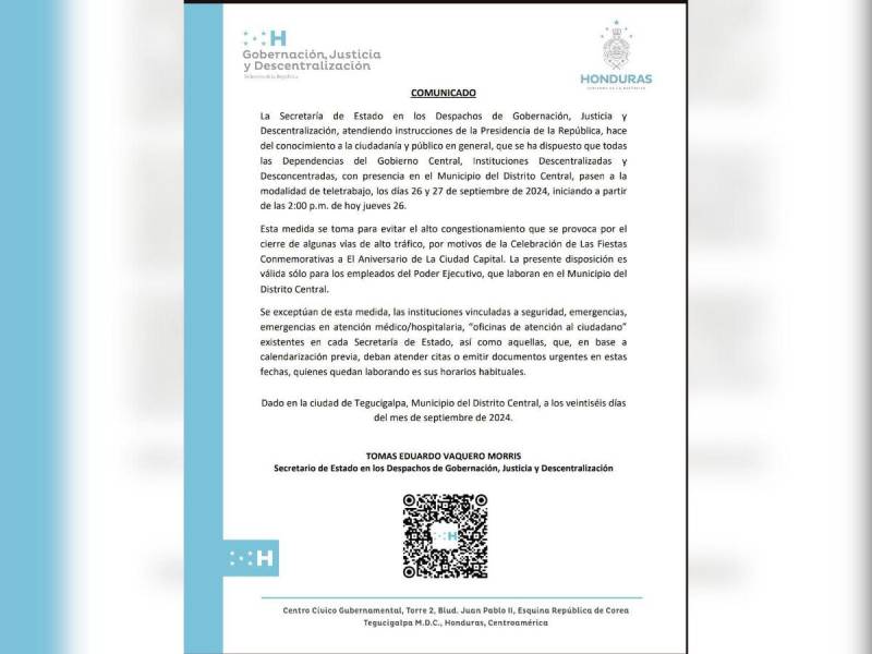 Empleados del gobierno harán teletrabajo para evitar tráfico en la capital por carnaval