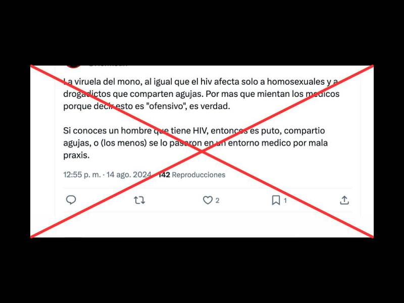 Captura de pantalla a una publicación en X/Twitter realizada el 20 de agosto de 2024.