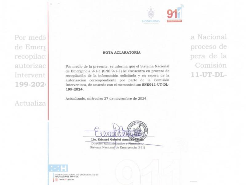 El SNE-911 respondió a la solicitud del contrato de compra de 5,000 cámaras que no tenía autorización aún de la Comisión Interventora.