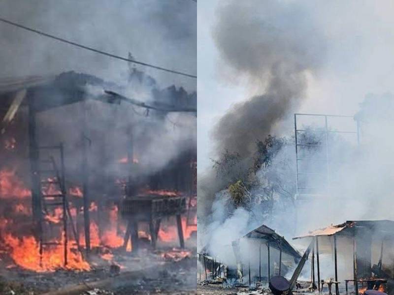 Varios puestos de venta de pólvora ubicados en el municipio de Catacamas, Olancho, quedaron en total cenizas, luego de que un fuerte incendio los consumiera.