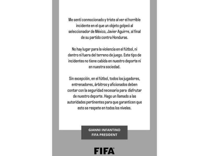 Este fue el mensaje de Gianni Infantino en sus redes sociales.