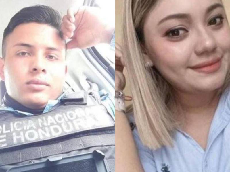 El agente Melvin Eduardo Cruz Ordóñez y Goldye Azzaria Burke Arévalo, víctimas del accidente.