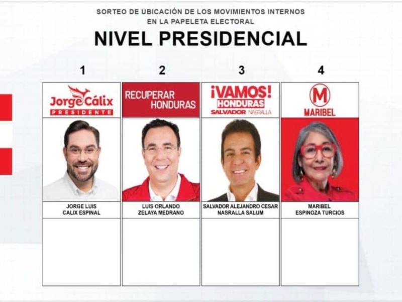 Así queda la papeleta a nivel presidencial del Partido Liberal.