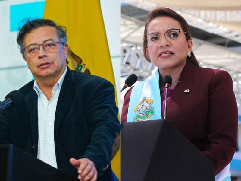 A la izquierda, el presidente de Colombia, Gustavo Petro. A la derecha, la mandataria hondureña, Xiomara Castro, actual presidenta pro témpore de la Celac.