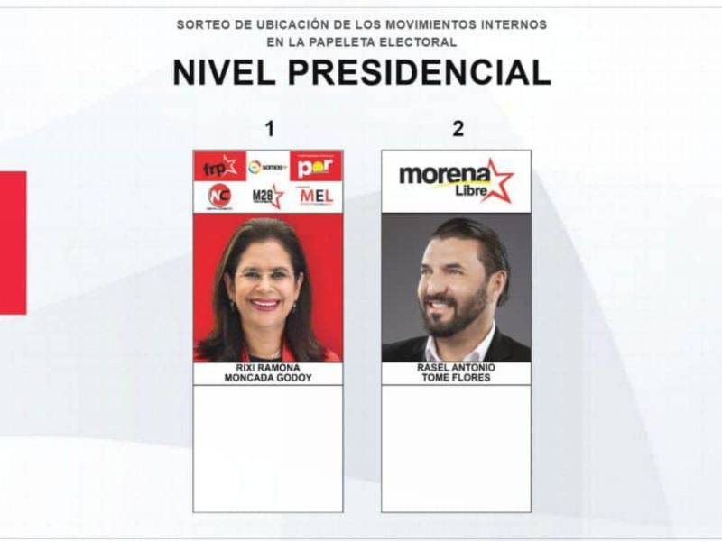 Así queda la papeleta a nivel presidencial del partido Libertad y Refundación (Libre).