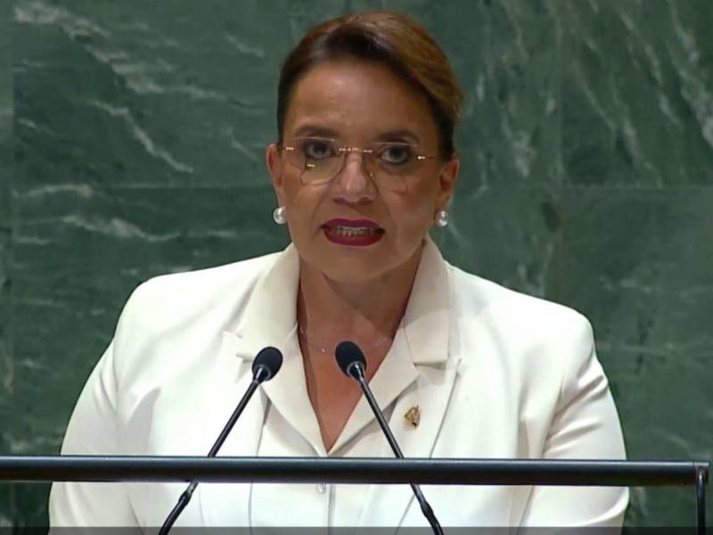 Xiomara Castro, presidenta de Honduras, durante su intervención en la asamblea de la ONU.