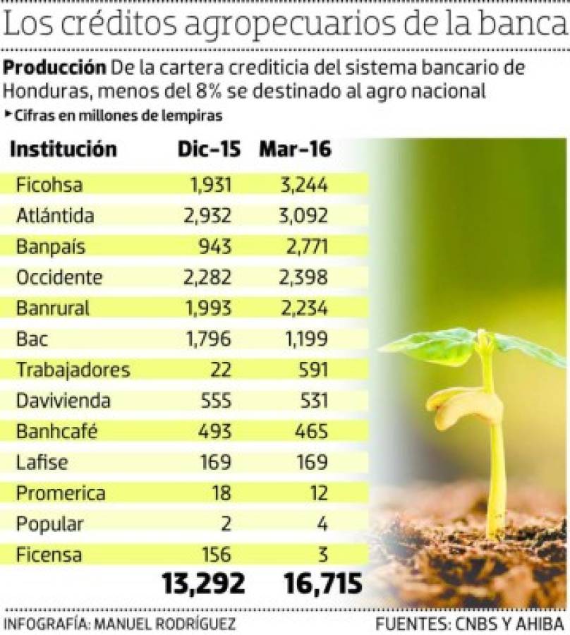 La banca privada le ha prestado L 3,423 millones más al agro