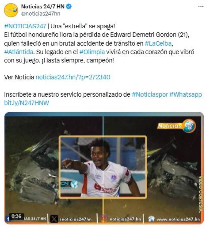 Prensa deportiva y jugadores reaccionan a muerte de Demetri Gordon, jugador del Olimpia