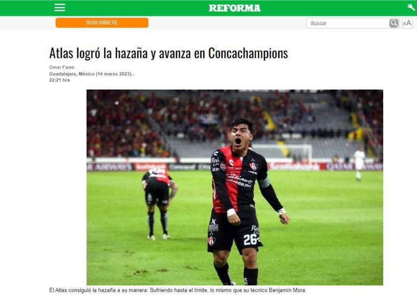 Prensa mexicana califica de “heroica” la remontada del Atlas ante el Olimpia en Concachampions