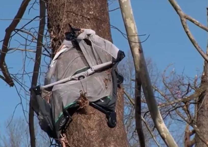 “Tuvo que ser Dios”: tornado se llevó a un bebé y apareció vivo en un árbol