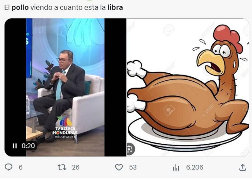 Así es el pollo de 7 lempiras la libra: memes en redes sociales no perdonan error de funcionario