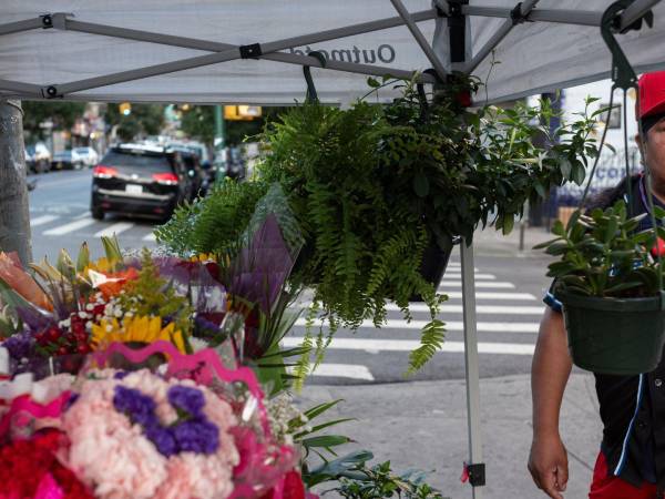 Oliver Hernández tiene 4 años vendiendo flores en la misma esquina de Brooklyn.