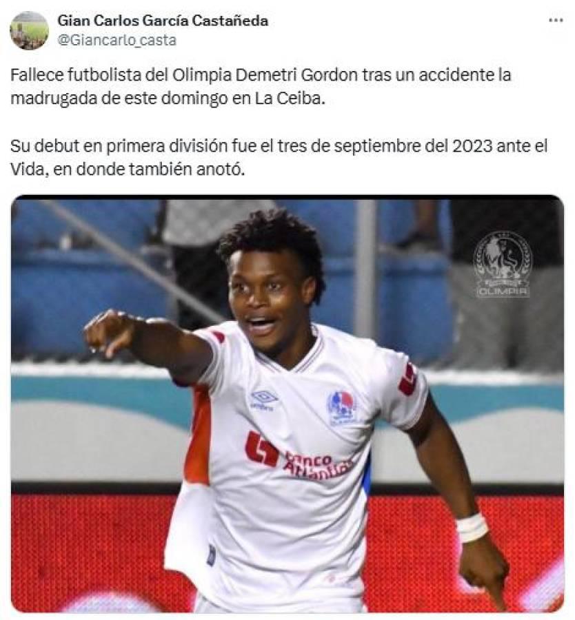 Prensa deportiva y jugadores reaccionan a muerte de Demetri Gordon, jugador del Olimpia