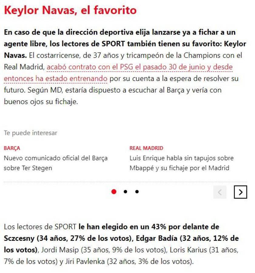 Keylor Navas interesa al FC Barcelona: Así reaccionó la prensa deportiva