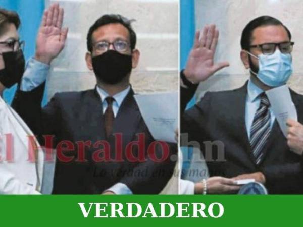 José Manuel Díaz (derecha) y Tomás Emilio Andradre (izquierda) al momento de ser juramentados como procurador y subprocurador de la República, respectivamente.