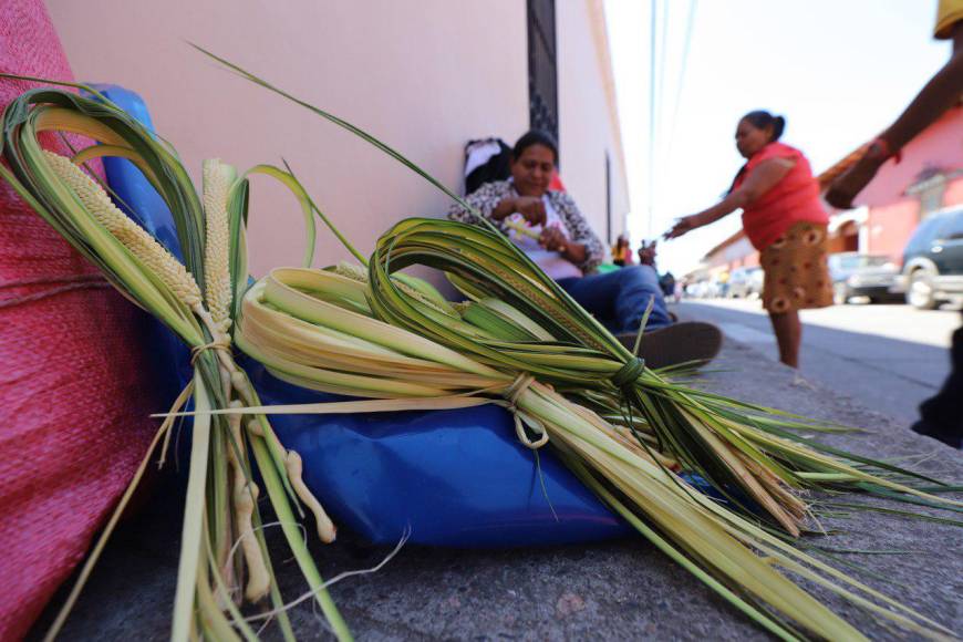 Familias enteras reviven en Comayagua tradicional venta de palmas previo a Domingo de Ramos