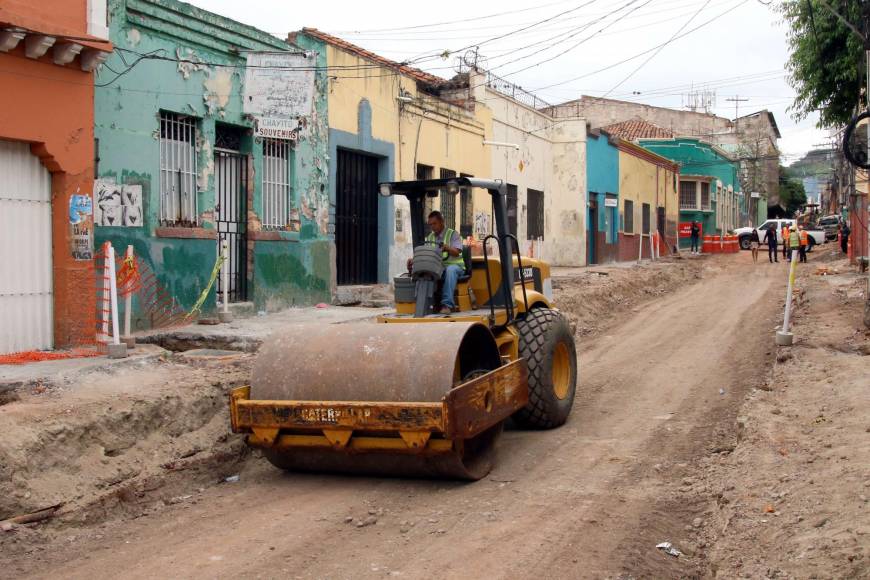 Así avanzan los trabajos de reconstrucción de la avenida Cervantes en el centro de Tegucigalpa