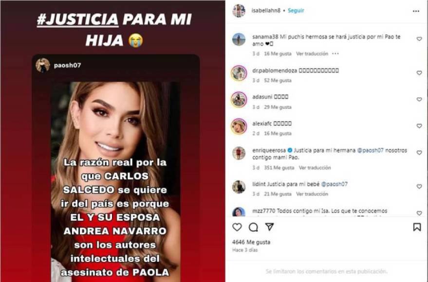 María Hernández, mamá del futbolista Carlos Salcedo que lo acusó de matar a su hermana