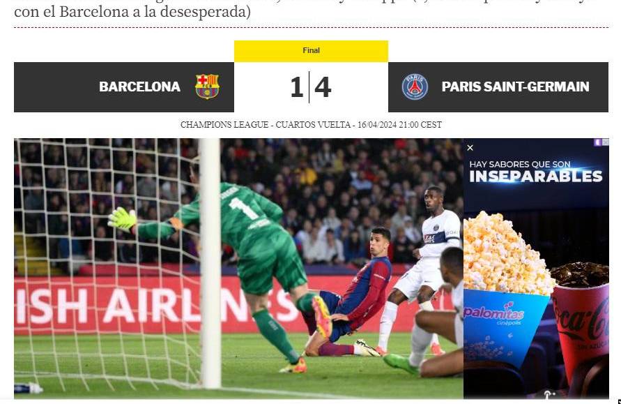 Así reaccionaron los medios tras eliminación del Barcelona ante PSG en Champions