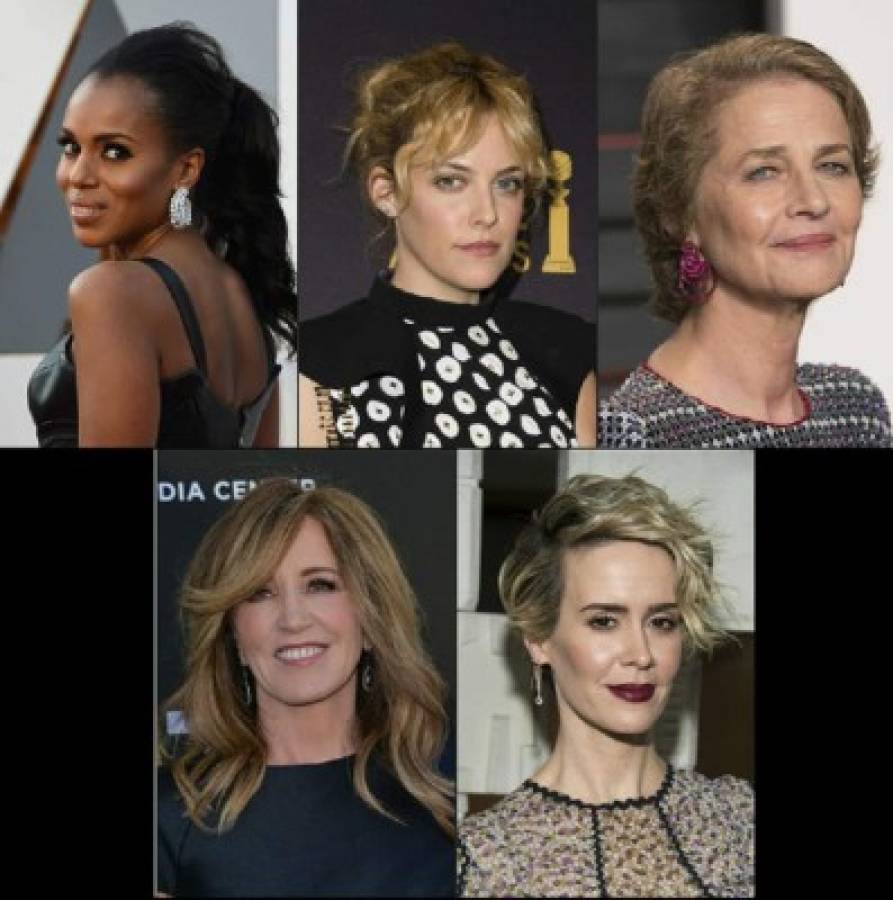 Amy Adams (”Arrival”), Jessica Chastain (”Miss Sloane”), Isabelle Huppert (”Elle”), Ruth Negga (”Loving”) y Natalie Portman (”Jackie”). Nominadas a mejor actriz.