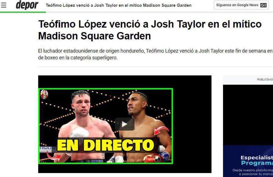 Prensa internacional reacciona al triunfo de Teófimo López ante el escocés Josh Taylor