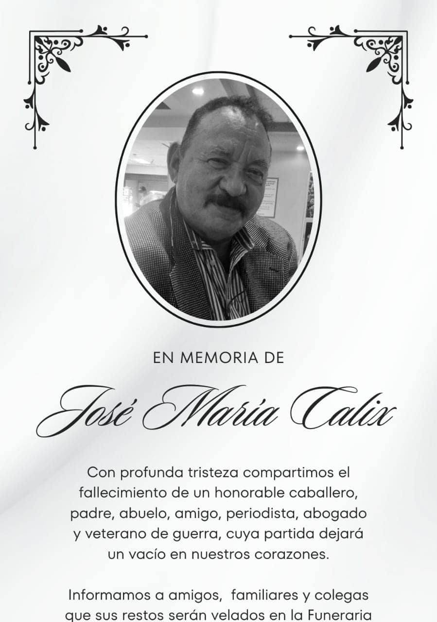 Muere el reconocido periodista y abogado José María Cálix