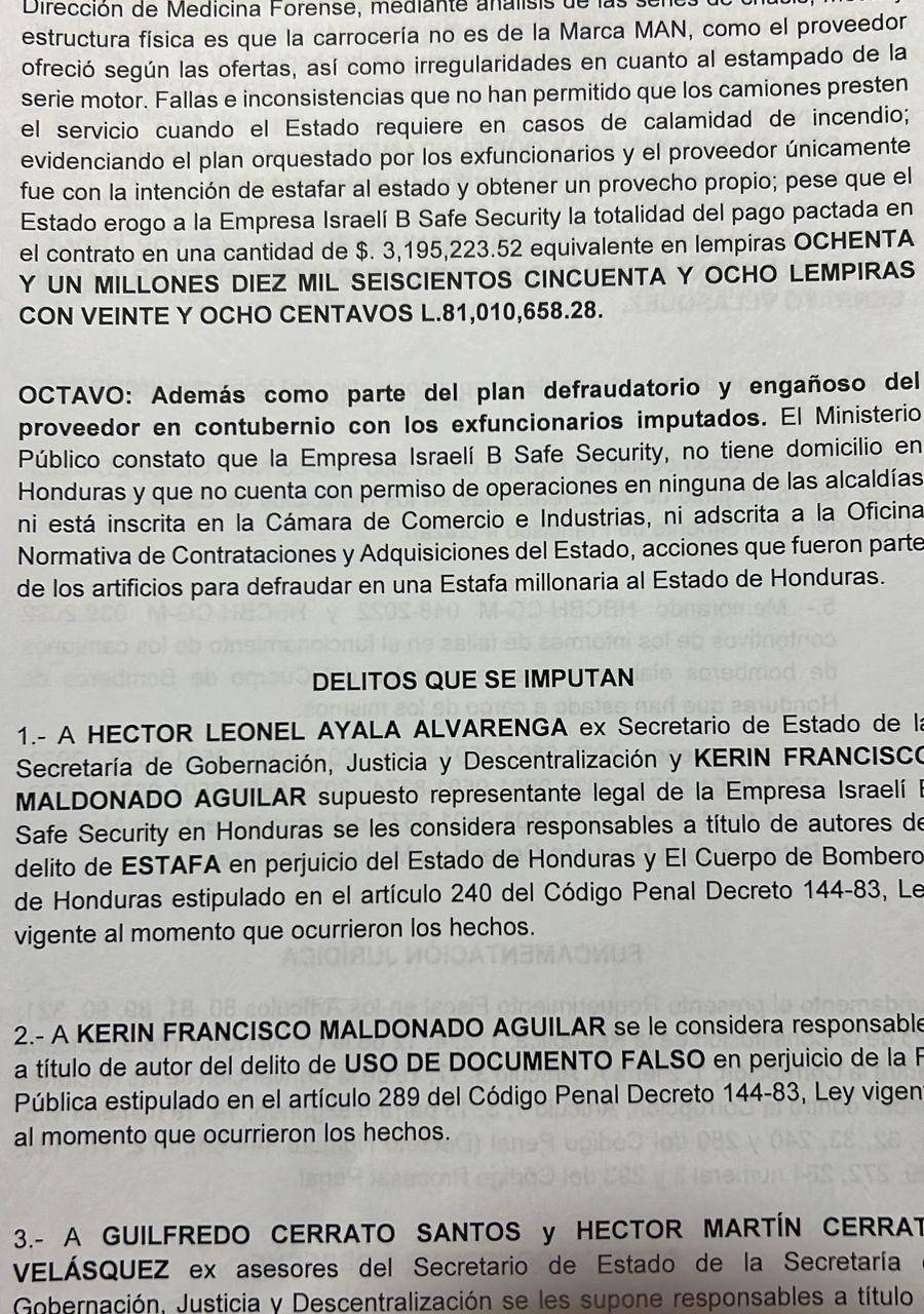 El Ministerio Público presentó un requerimiento contra un exministro, dos exasesores y el intermediario de la compra.