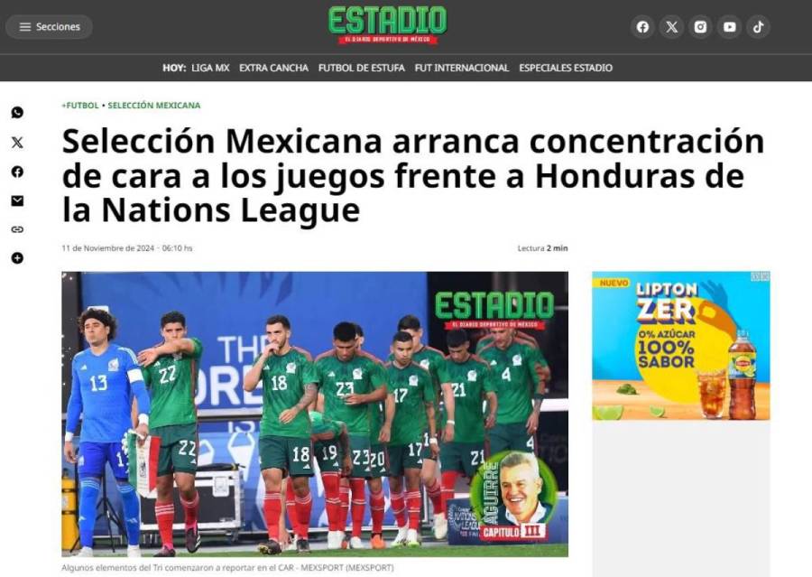 Lo que dicen en México sobre Honduras previo a juego de Nations League