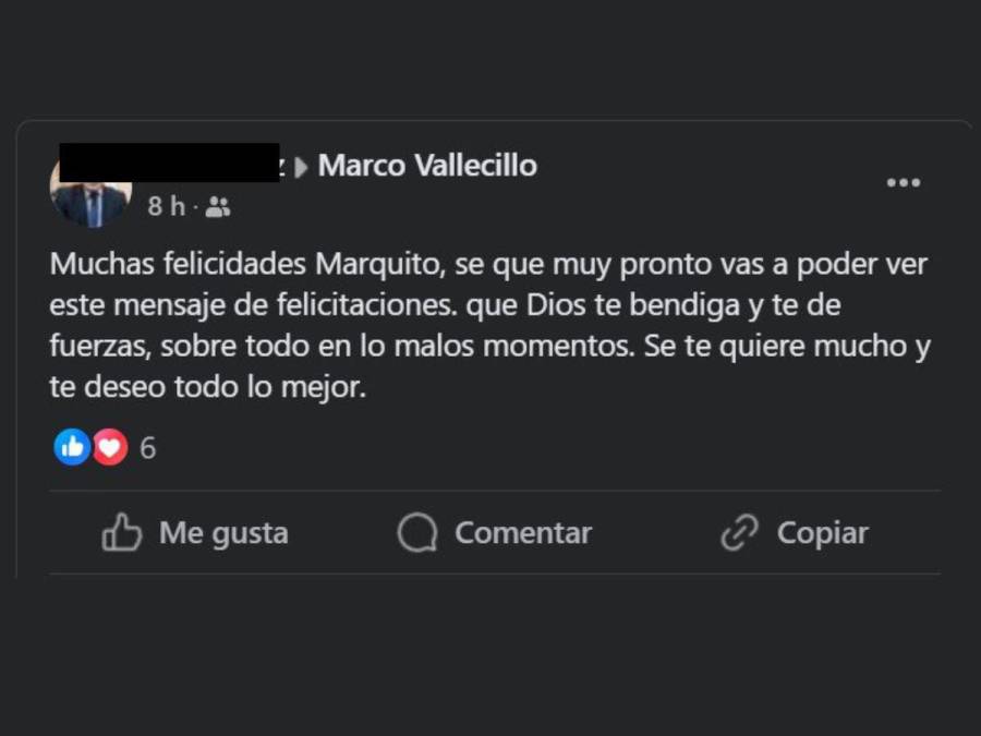 Juez Marco Vallecillo pasa cumpleaños en prisión: “Más temprano que tarde, celebraremos”