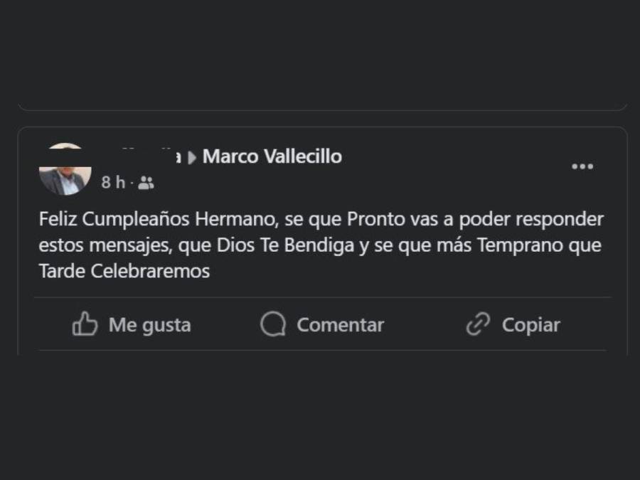 Juez Marco Vallecillo pasa cumpleaños en prisión: “Más temprano que tarde, celebraremos”