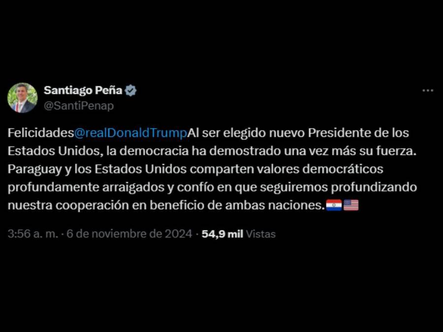 Desde Bukele hasta Castro: Líderes políticos felicitan a Trump tras triunfo electoral en EUA