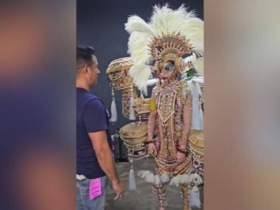 Yariela García, Miss Grand Honduras, deslumbra con traje nacional pech y colibrí