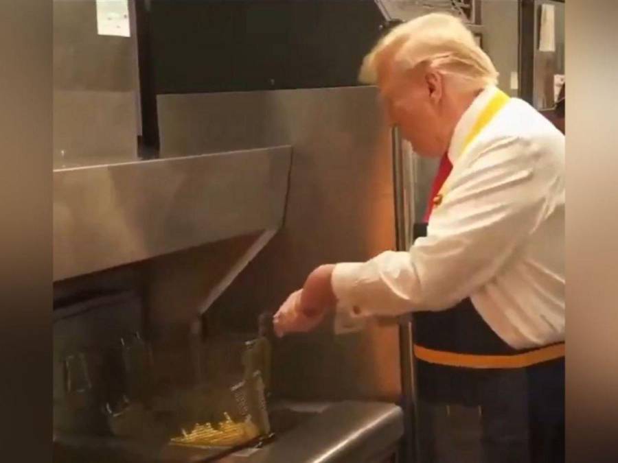 Trump cocina papas en un restaurante de comida rápida y envía un mensaje a Harris