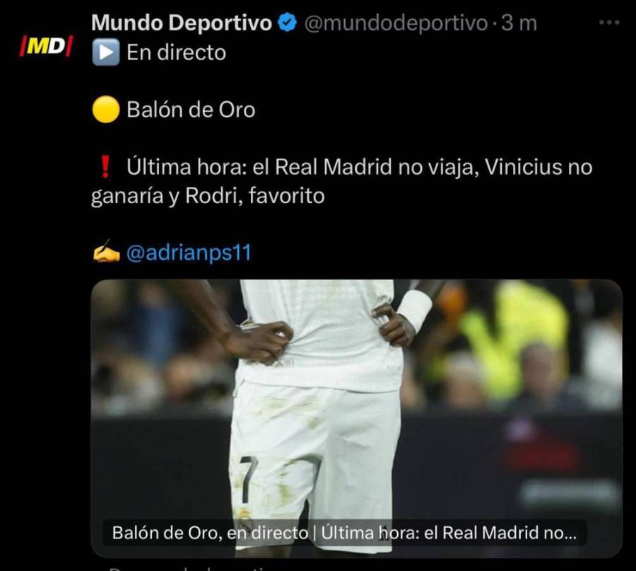 Vinicius no ganará el Balón de Oro y la prensa reacciona: “La mayor vergüenza en años”