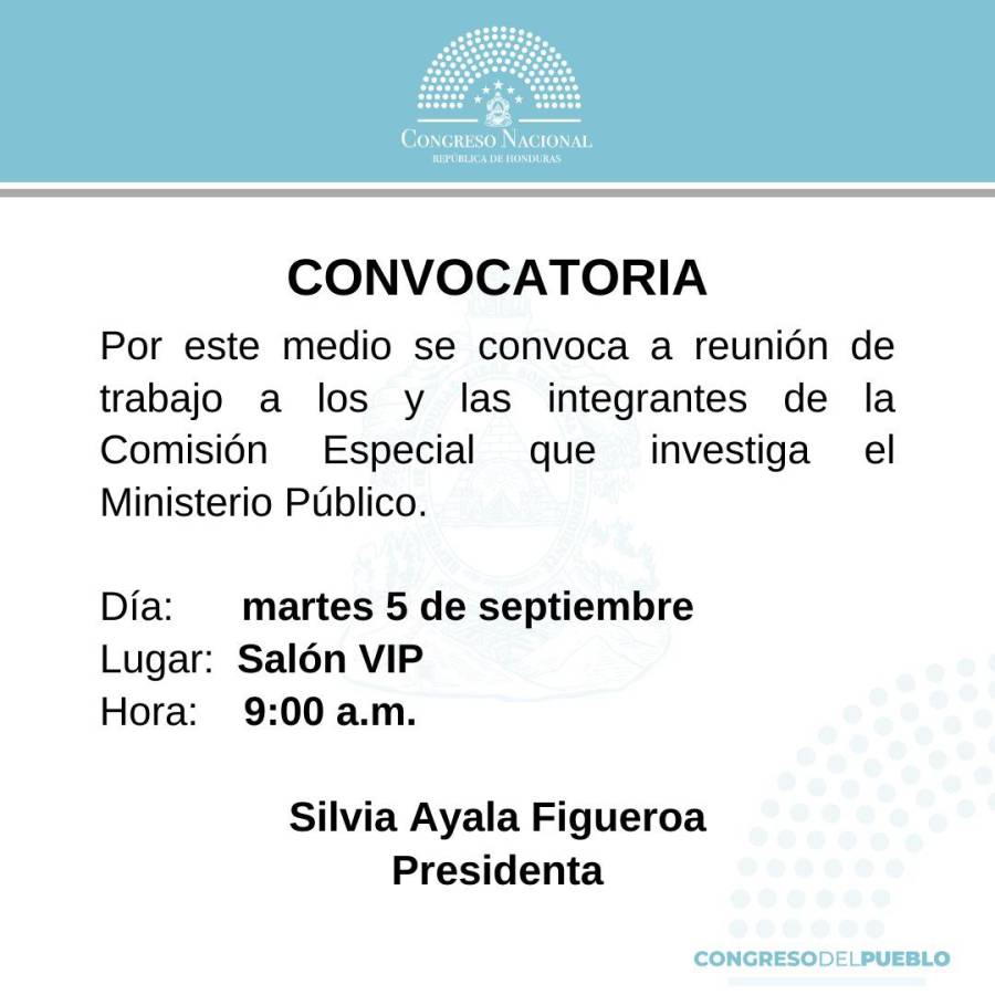 Convocan a reunión a comisión especial que investiga el Ministerio Público