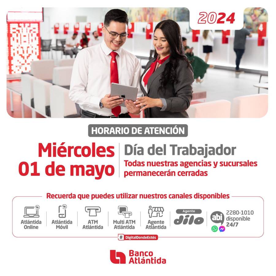 ¿Cuál será el horario de atención en los bancos el Día del Trabajador en Honduras?