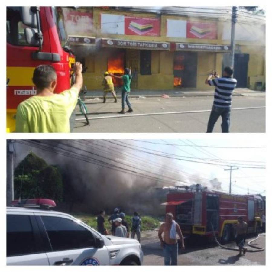 Voraz incendio consume bodegas en San Pedro Sula