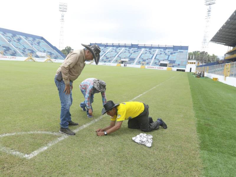 Gustavo Rubí es el encargado junto a su grupo de colaboradores de darle mantenimiento a la grama del estadio Morazán.