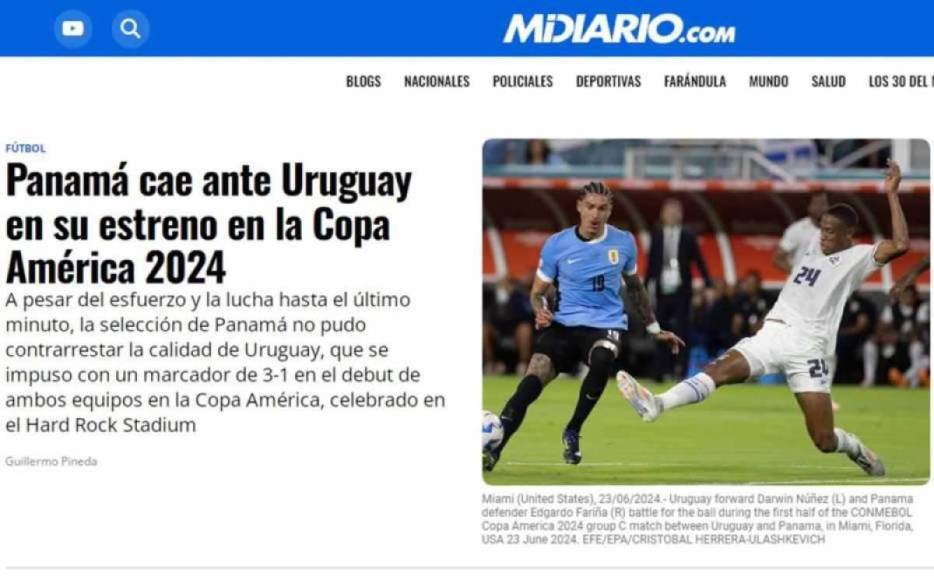 Mucho dolor en prensa de Panamá tras derrota ante Uruguay en Copa América