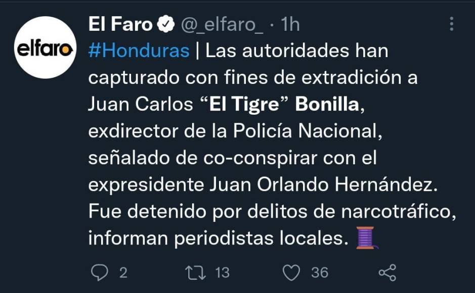 Así informa el mundo la captura del exdirector policial ‘El Tigre’ Bonilla