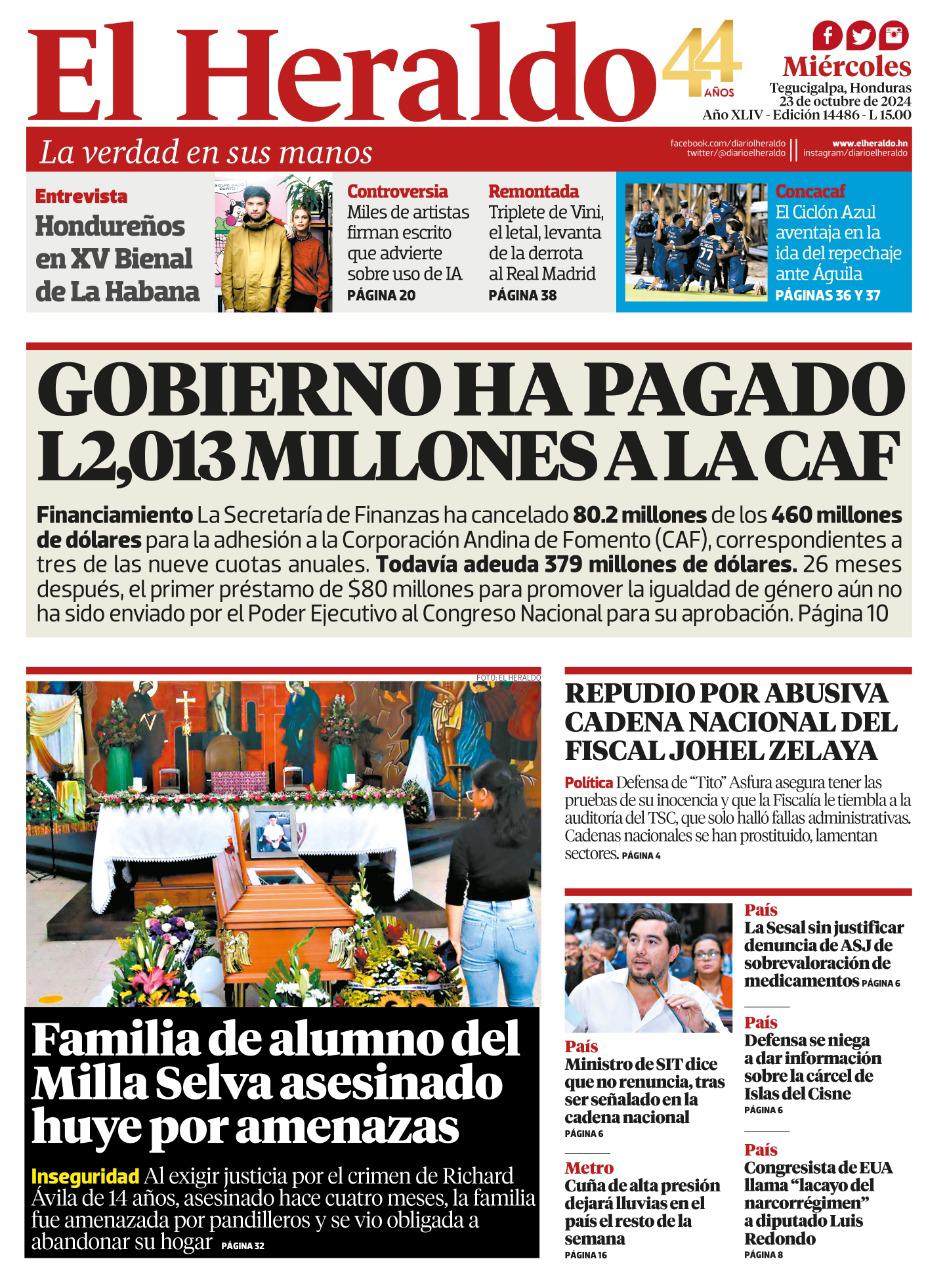 Gobierno ha pagado L2,013 millones a la CAF