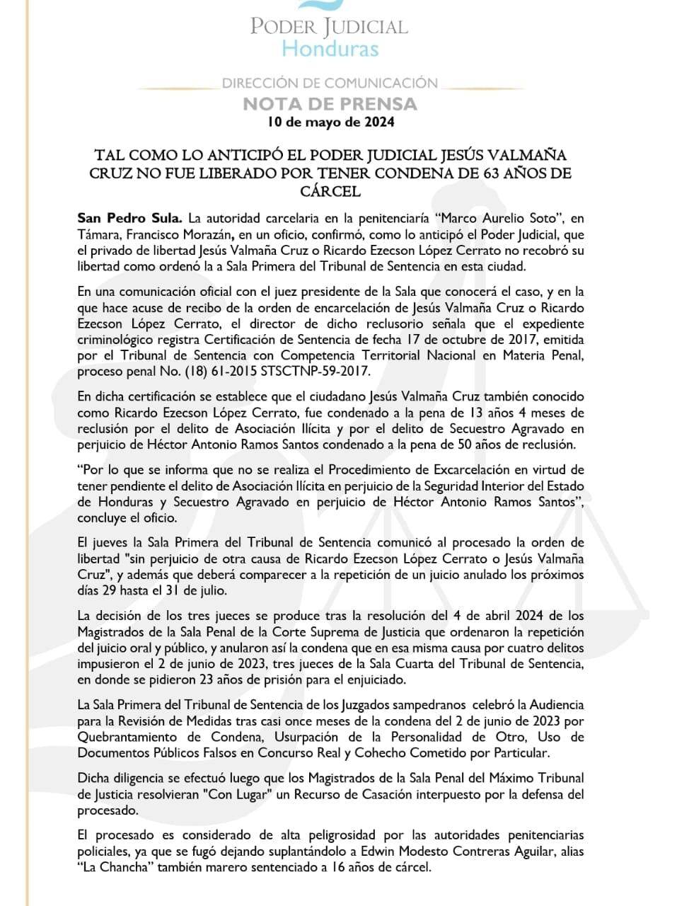 Ratifican sentencia de 63 años para administrador de Pandilla 18 que borró huellas dactilares