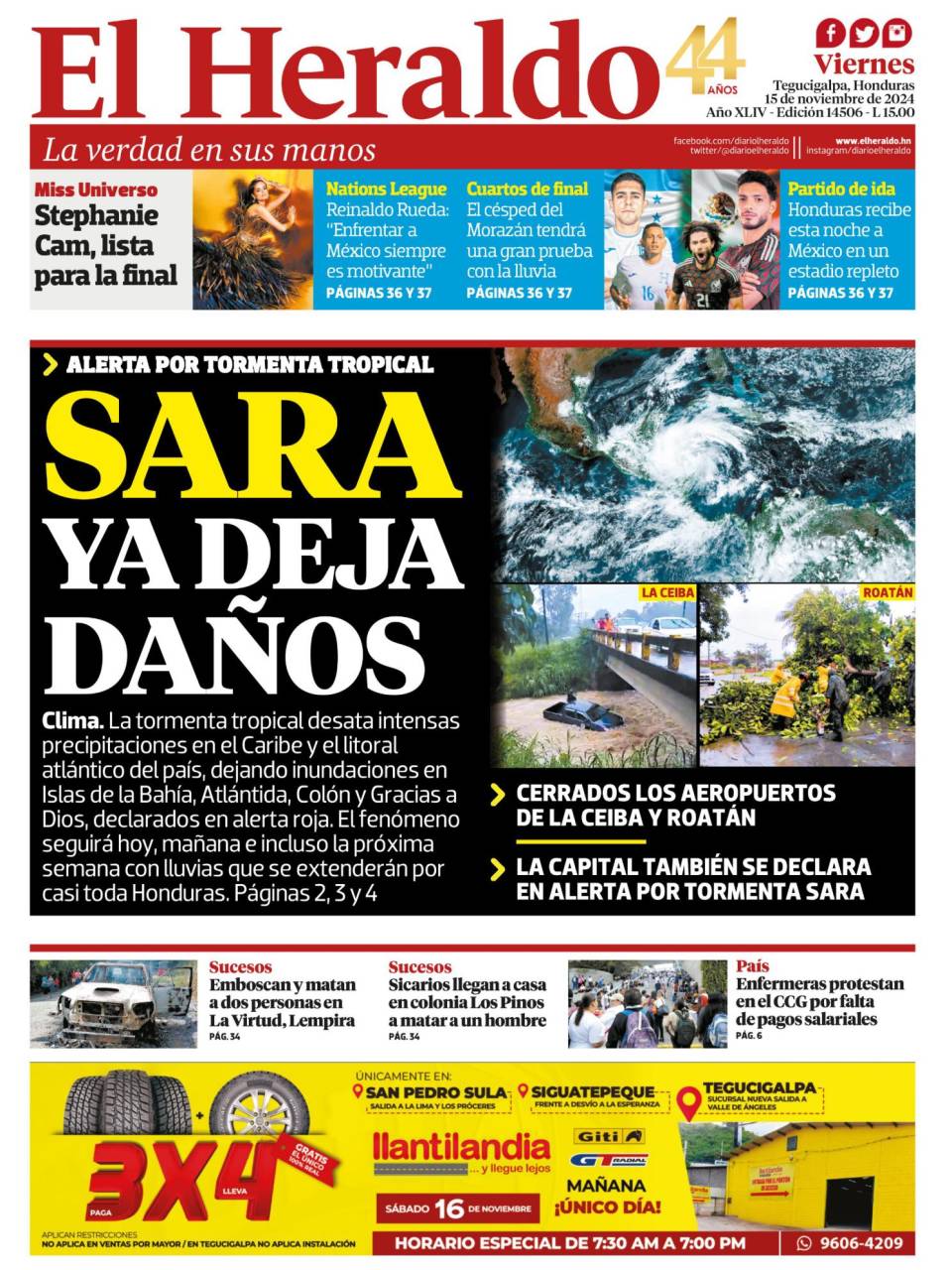 Sara ya deja daños