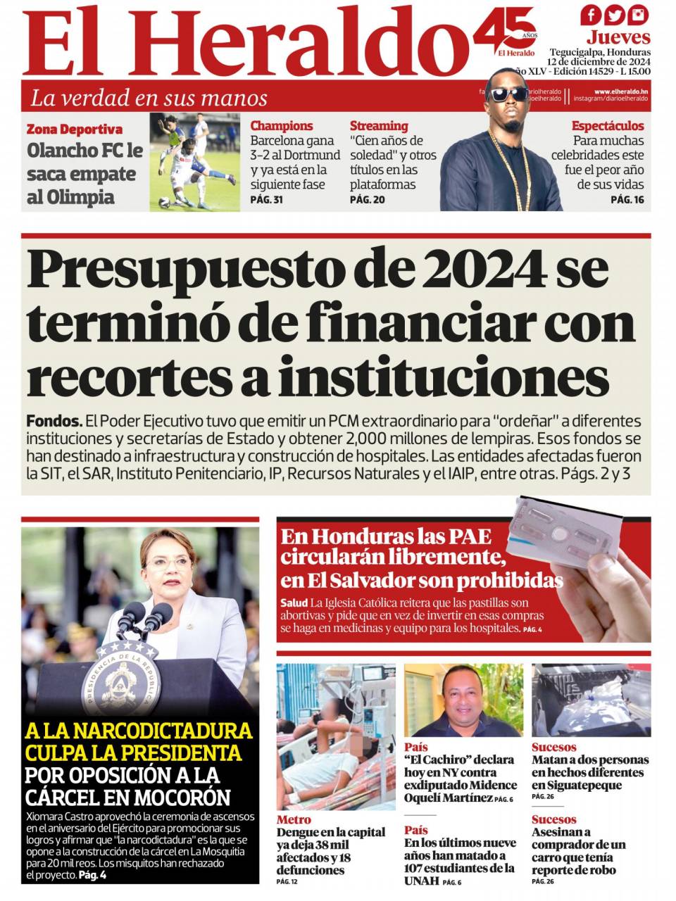 Presupuesto de 2024 se terminó de financiar con recortes a instituciones